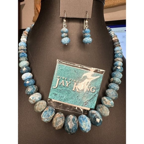 Jay King Jewelry - Jay King DTR Mine Finds Sterling Silver Blue Apatite Necklace & Earring Set
